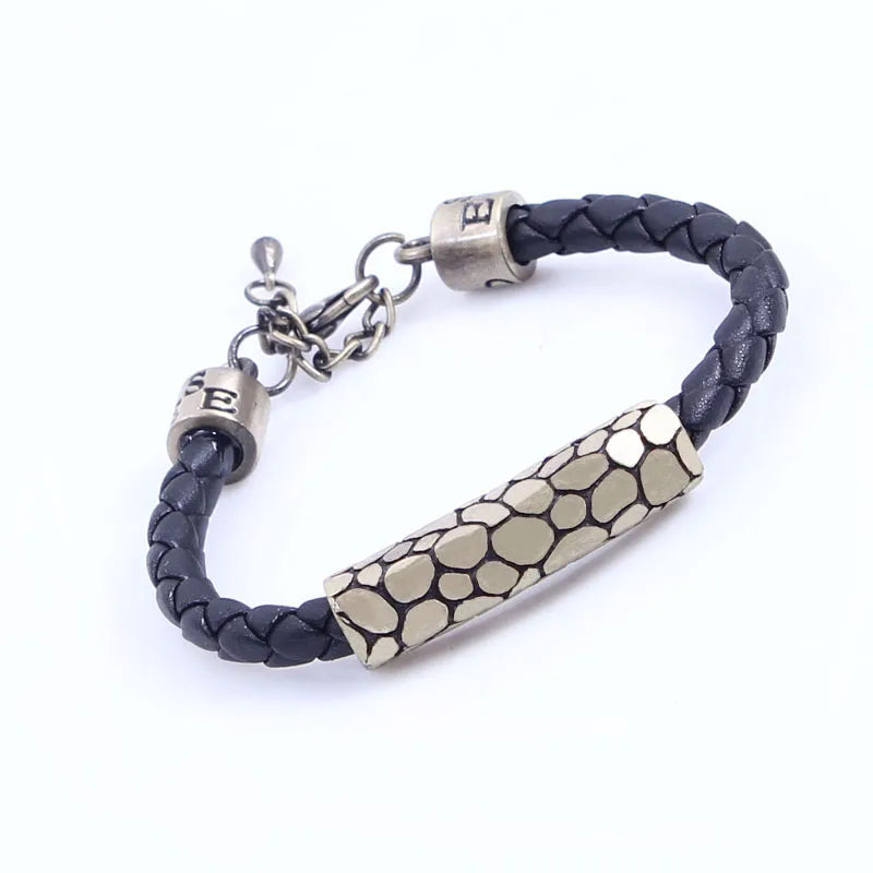 Hip-Hop Rock Punk Infinity Skull Pu Leather Alloy Leather Braid Men'S Bracelets