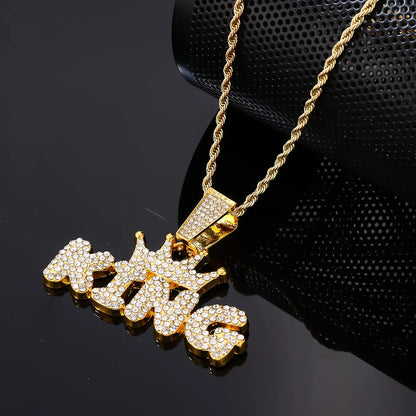 Hip-Hop Rock Punk Letter Stainless Steel Alloy Plating Inlay Zircon Gold Plated Silver Plated Men'S Pendant Necklace