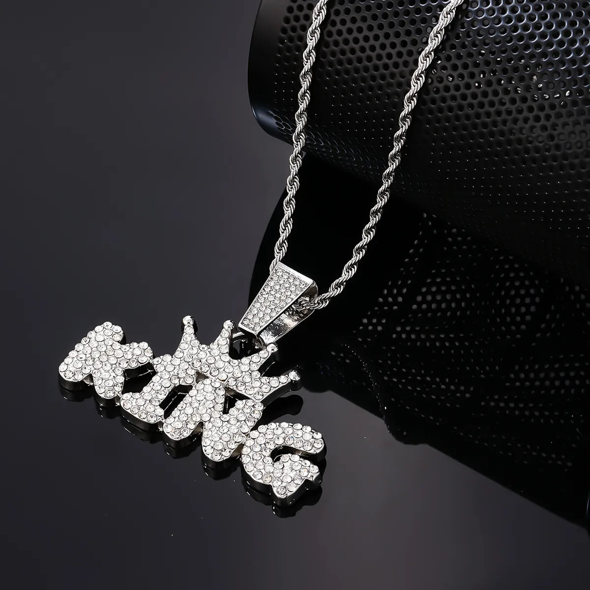 Hip-Hop Rock Punk Letter Stainless Steel Alloy Plating Inlay Zircon Gold Plated Silver Plated Men'S Pendant Necklace