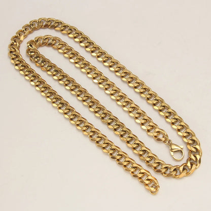 Wholesale Jewelry Hip-Hop Rock Punk Solid Color 304 Stainless Steel 18K Gold Plated Plating Necklace