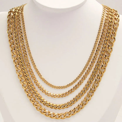 Wholesale Jewelry Hip-Hop Rock Punk Solid Color 304 Stainless Steel 18K Gold Plated Plating Necklace