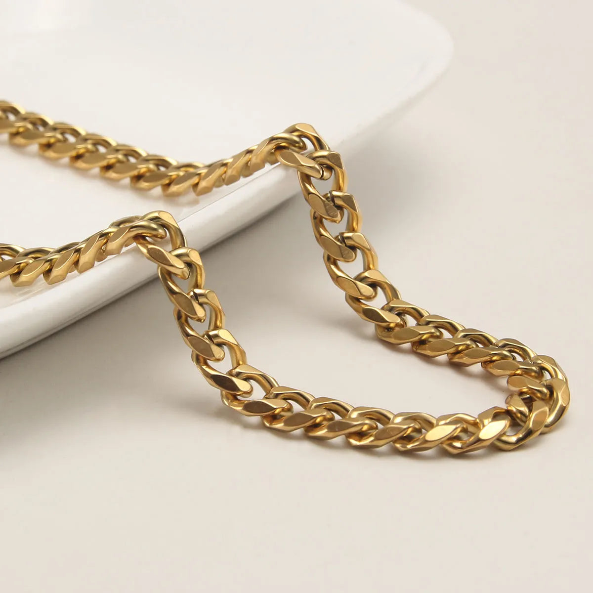 Wholesale Jewelry Hip-Hop Rock Punk Solid Color 304 Stainless Steel 18K Gold Plated Plating Necklace