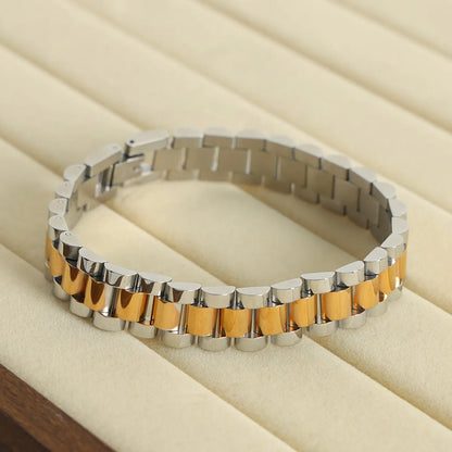 Hip-hop Rock Punk Solid Color Titanium Steel Plating 18k Gold Plated Bracelets