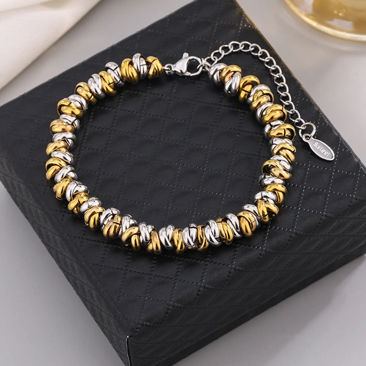 Hip-Hop Rock Round Multicolor 304 Stainless Steel 18K Gold Plated Rose Gold Plated Bracelets In Bulk