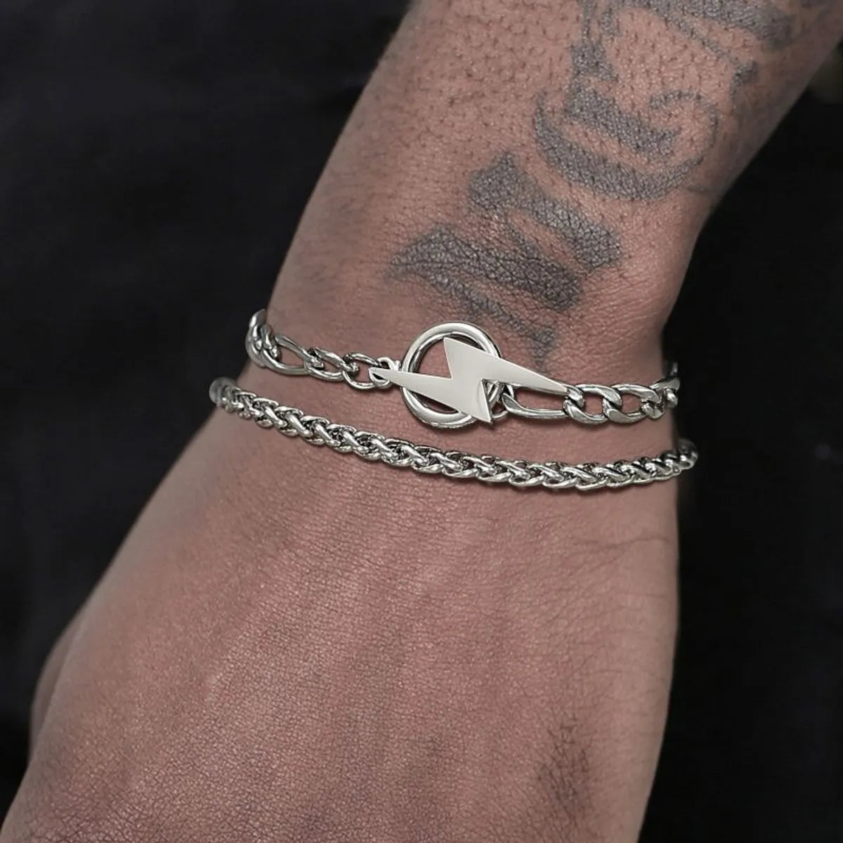 Hip-Hop Rock Simple Style Solid Color Stainless Steel Layered Men'S Bracelets