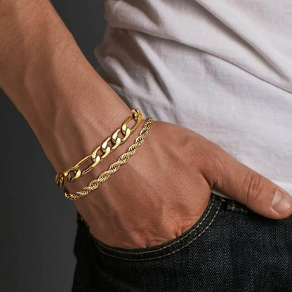 Hip-Hop Rock Simple Style Solid Color Stainless Steel Layered Men'S Bracelets