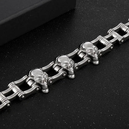 Hip-Hop Rock Skull Stainless Steel 18K Gold Plated Men'S Bracelets