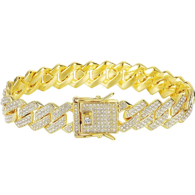 Hip-Hop Rock Solid Color Rhinestones Alloy Wholesale Bracelets