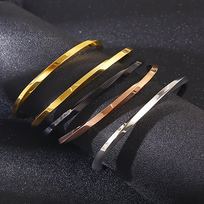 Hip-hop Rock Solid Color Stainless Steel Plating 18k Gold Plated Men's Bangle