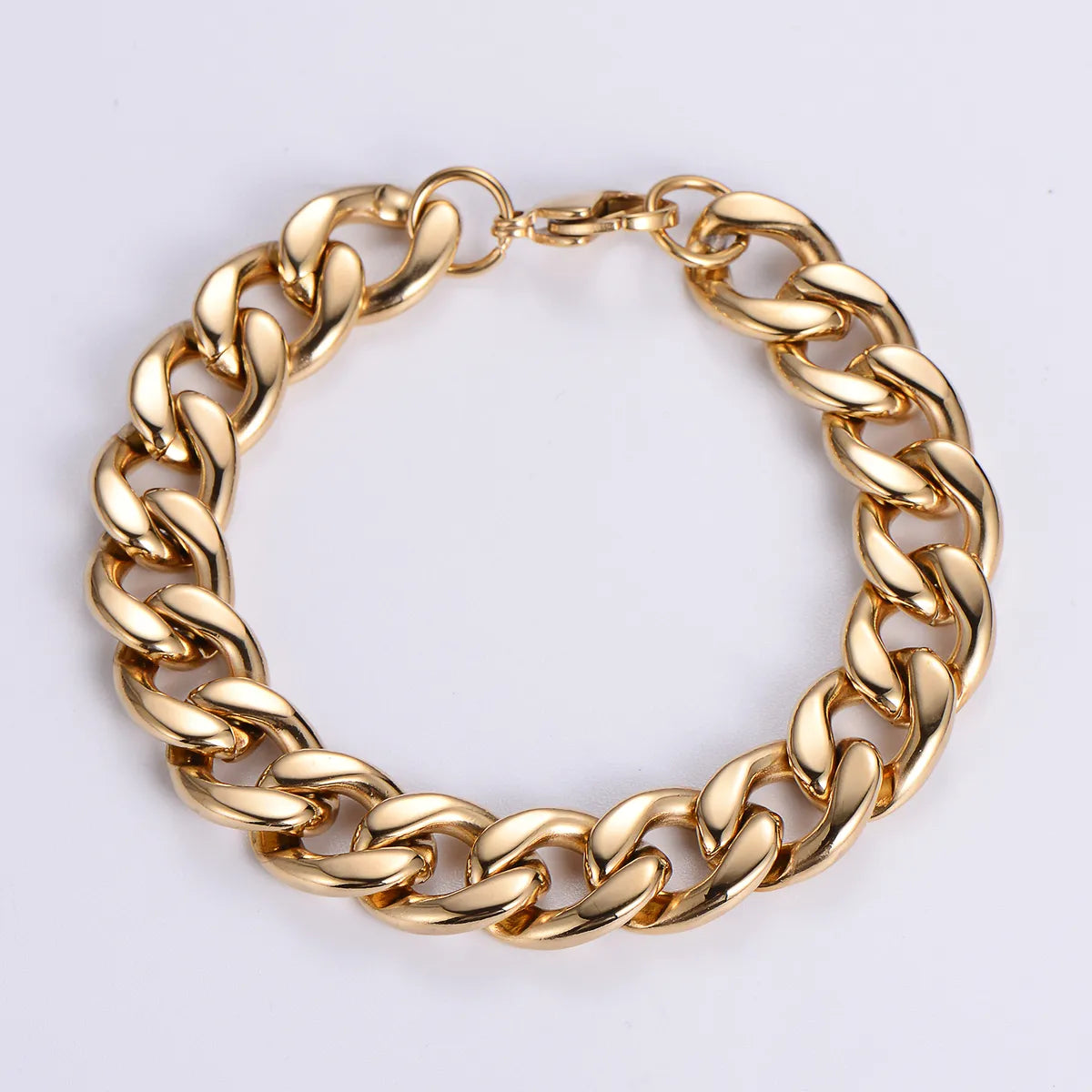 Hip-hop Rock Solid Color Stainless Steel Polishing Chain 18k Gold Plated Men's Bracelets