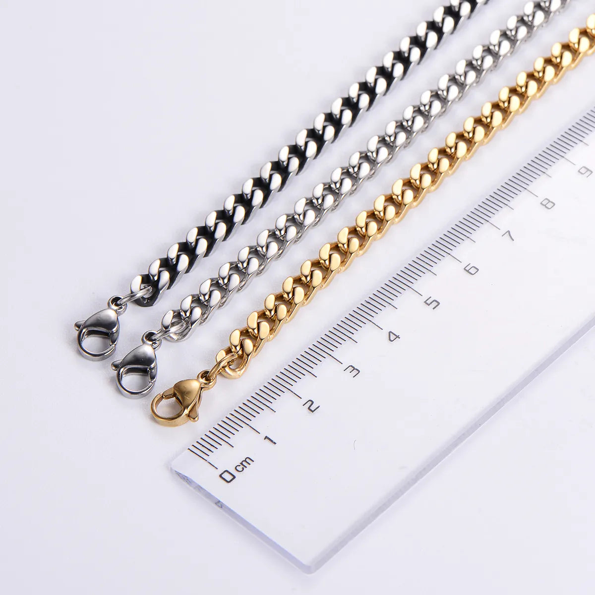 Hip-hop Rock Solid Color Stainless Steel Polishing Plating 18k Gold Plated Long Necklace