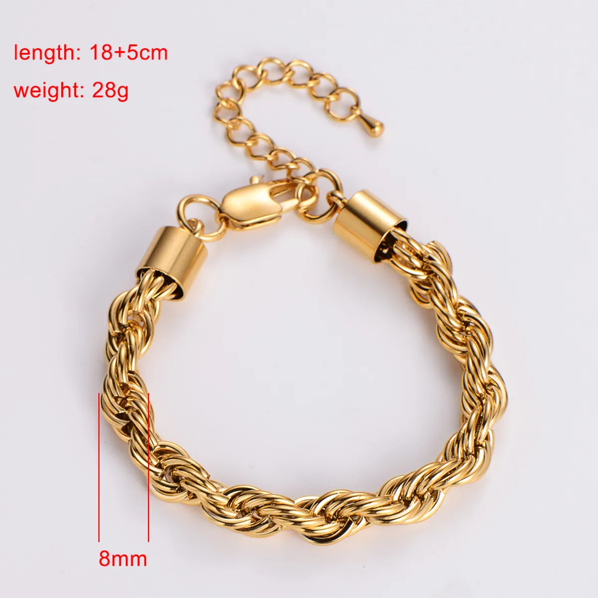 Hip-hop Rock Twist Stainless Steel Plating 18k Gold Plated Bracelets