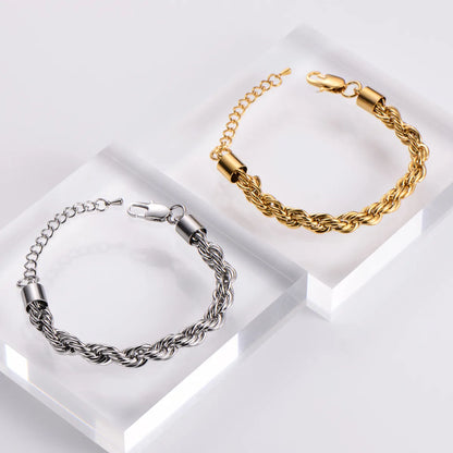 Hip-hop Rock Twist Stainless Steel Plating 18k Gold Plated Bracelets