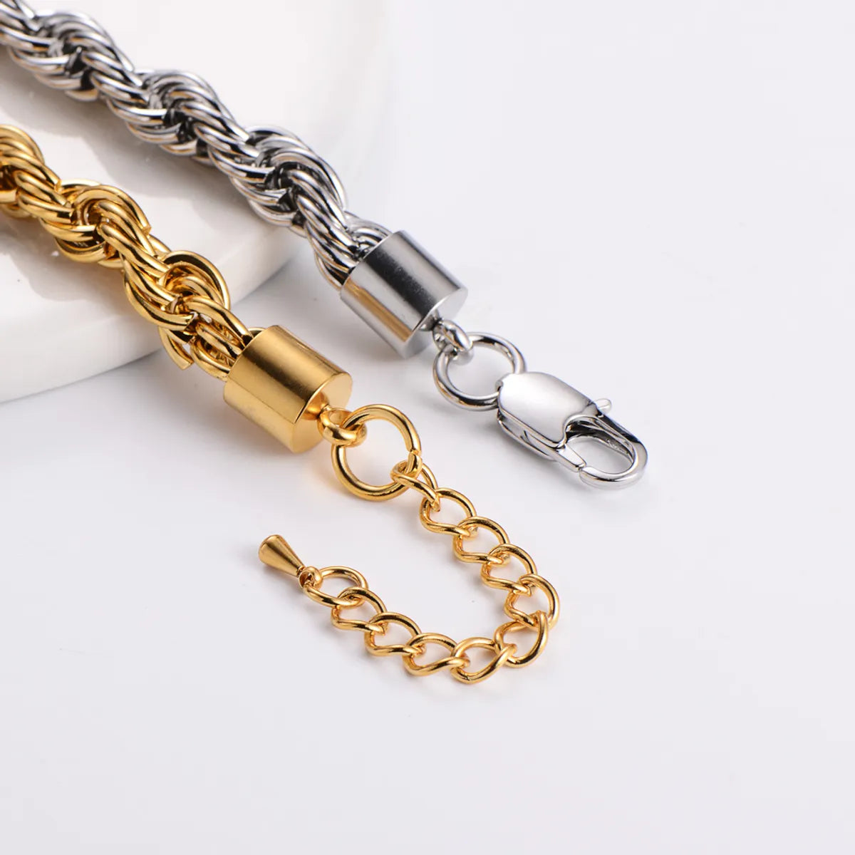 Hip-hop Rock Twist Stainless Steel Plating 18k Gold Plated Bracelets