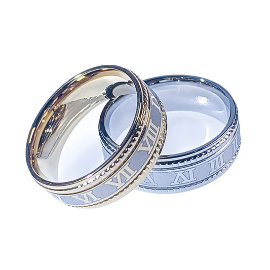 Hip-Hop Roman Numeral Titanium Steel Plating Men'S Rings