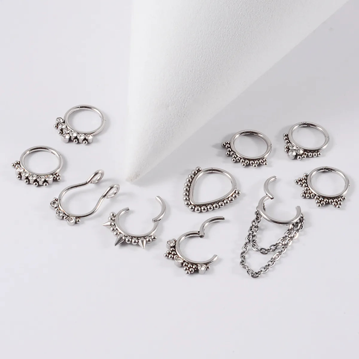 Hip-hop Round Stainless Steel Plating Nose Ring