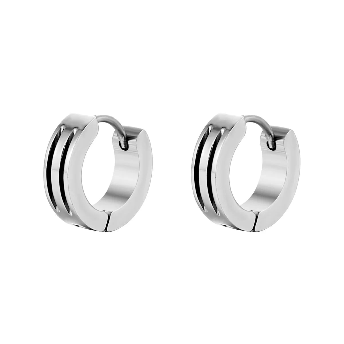 Hip-Hop Round Titanium Steel Earrings 1 Piece