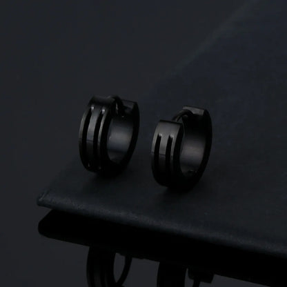 Hip-Hop Round Titanium Steel Earrings 1 Piece