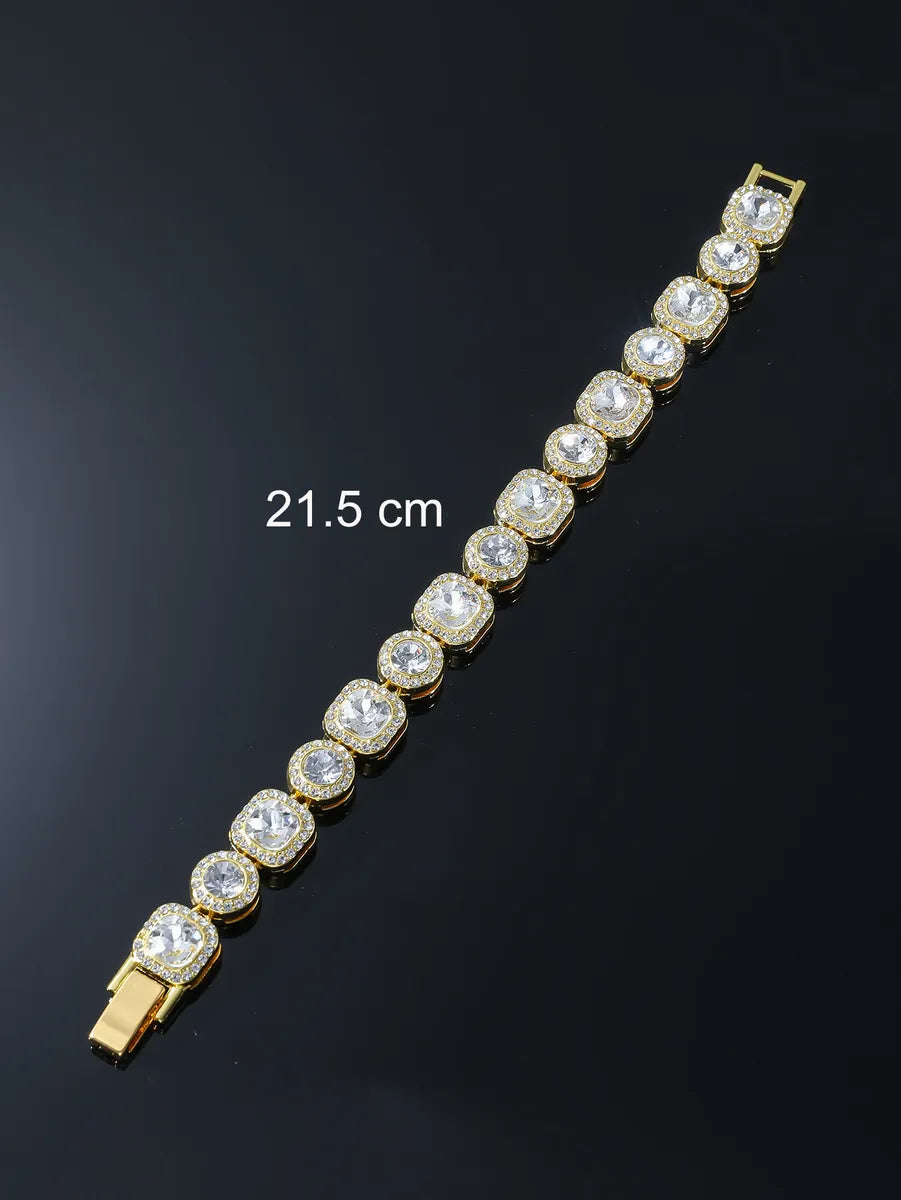 Hip-Hop Shiny Geometric Rhinestones Alloy Wholesale Bracelets