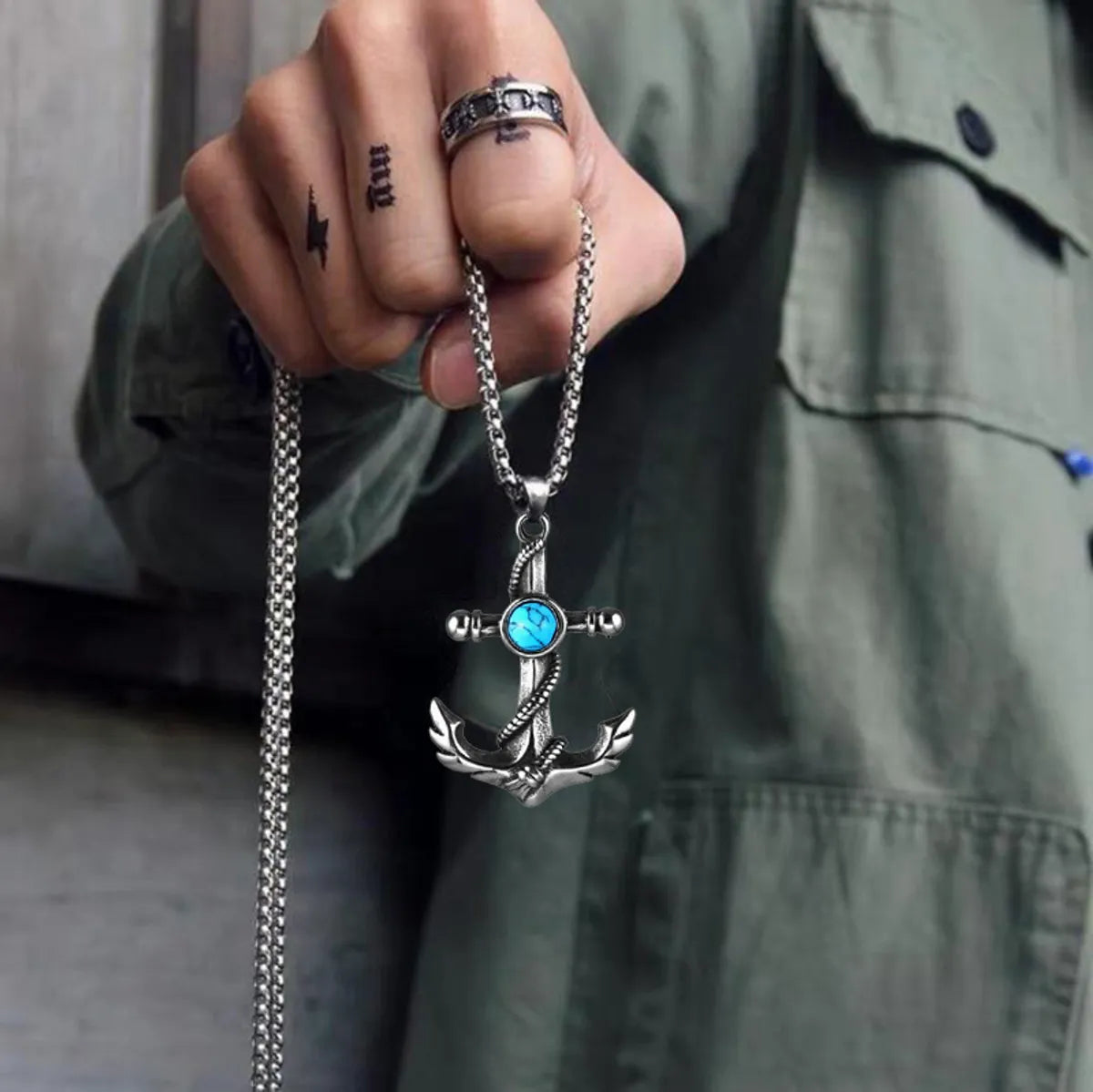 Hip-Hop Simple Style Animal Anchor Skull Alloy Titanium Steel Plating Unisex Pendant Necklace