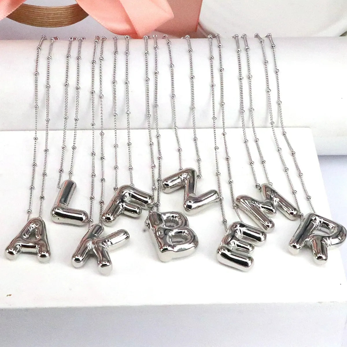 Hip-Hop Simple Style Classic Style Letter Copper Silver Plated Pendant Necklace In Bulk