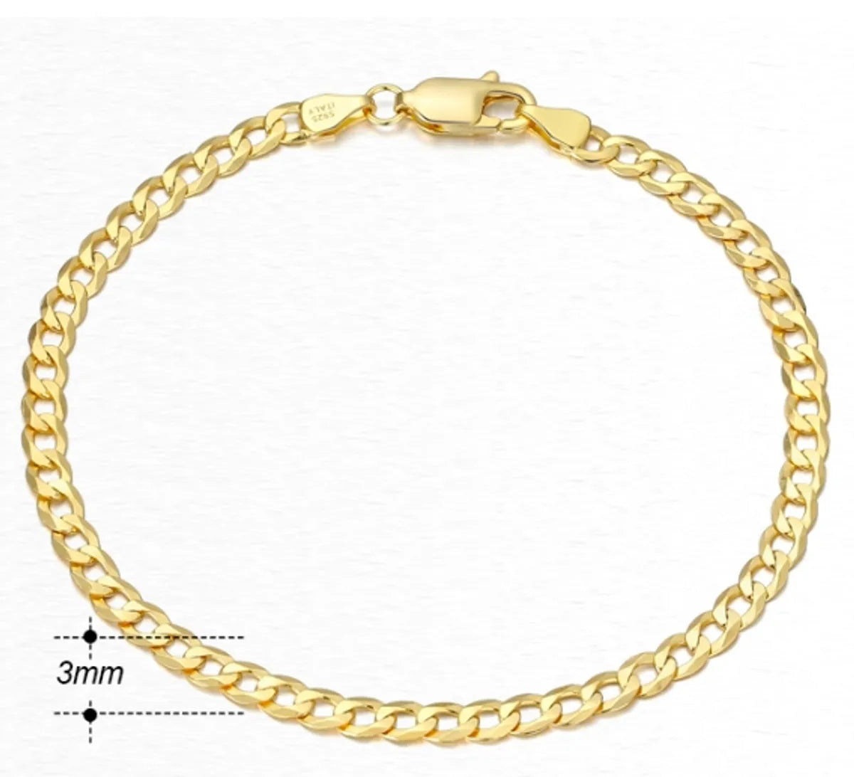 Hip-hop Simple Style Cool Style Solid Color Sterling Silver Plating Chain White Gold Plated Bracelets