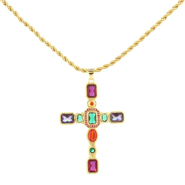 Hip-hop Simple Style Cross Copper 18k Gold Plated Zircon Pendant Necklace In Bulk