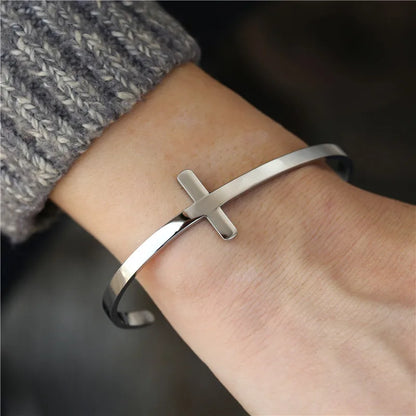 Hip-Hop Simple Style Cross Solid Color 304 Stainless Steel Silver Plated In Bulk