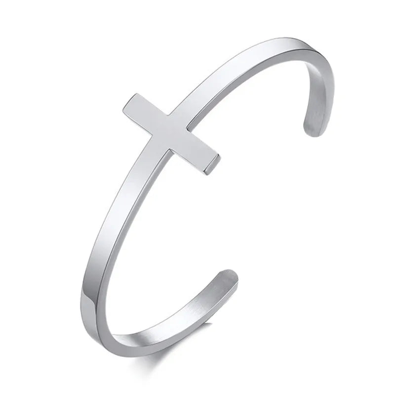 Hip-Hop Simple Style Cross Solid Color 304 Stainless Steel Silver Plated In Bulk