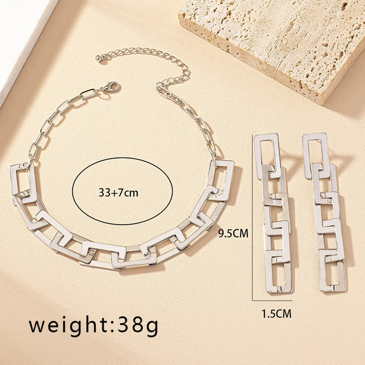 Hip-Hop Simple Style Geometric Alloy Plating Women'S Earrings Necklace