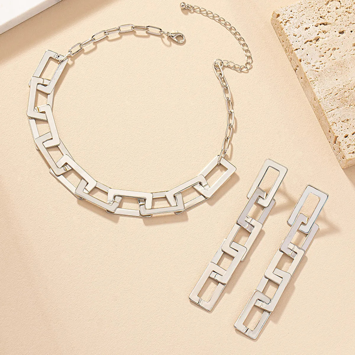 Hip-Hop Simple Style Geometric Alloy Plating Women'S Earrings Necklace