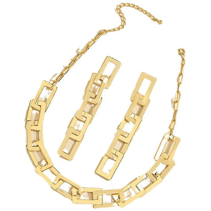 Hip-Hop Simple Style Geometric Alloy Plating Women'S Earrings Necklace