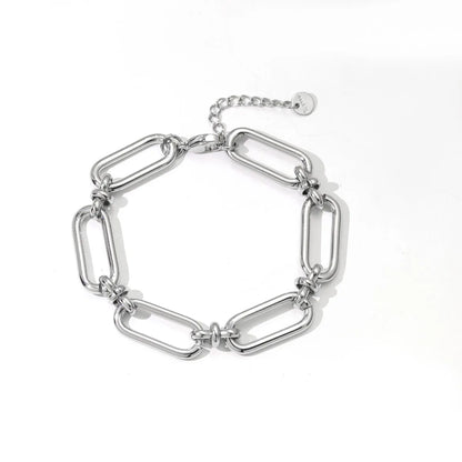 Hip-hop Simple Style Geometric Stainless Steel Plating White Gold Plated Gold Plated Bracelets