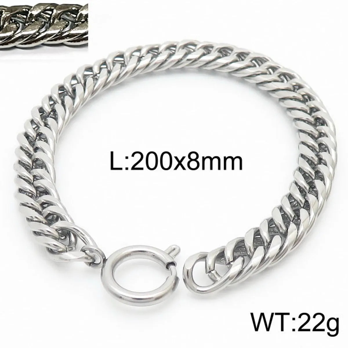 Hip-Hop Simple Style Heart Shape Solid Color Stainless Steel Unisex Bracelets