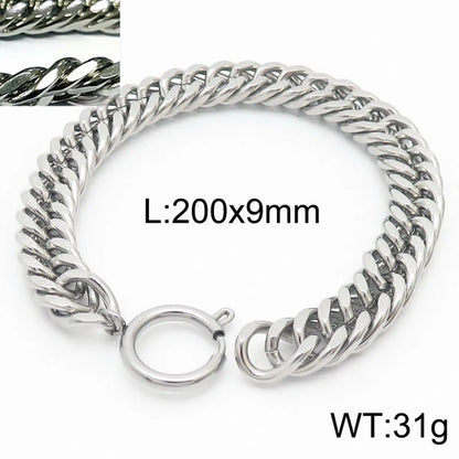 Hip-Hop Simple Style Heart Shape Solid Color Stainless Steel Unisex Bracelets