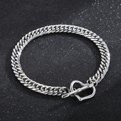 Hip-Hop Simple Style Heart Shape Solid Color Stainless Steel Unisex Bracelets