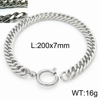 Hip-Hop Simple Style Heart Shape Solid Color Stainless Steel Unisex Bracelets