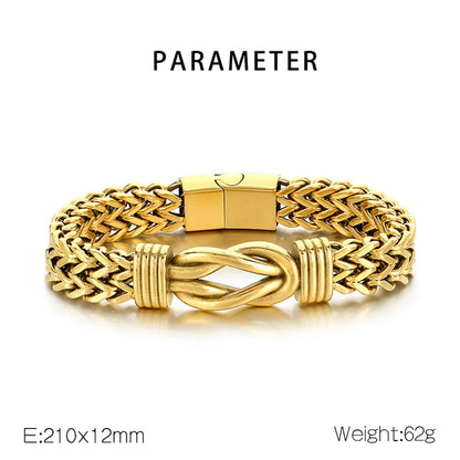 Hip-Hop Simple Style Knot 304 Stainless Steel 18K Gold Plated Men'S Bracelets