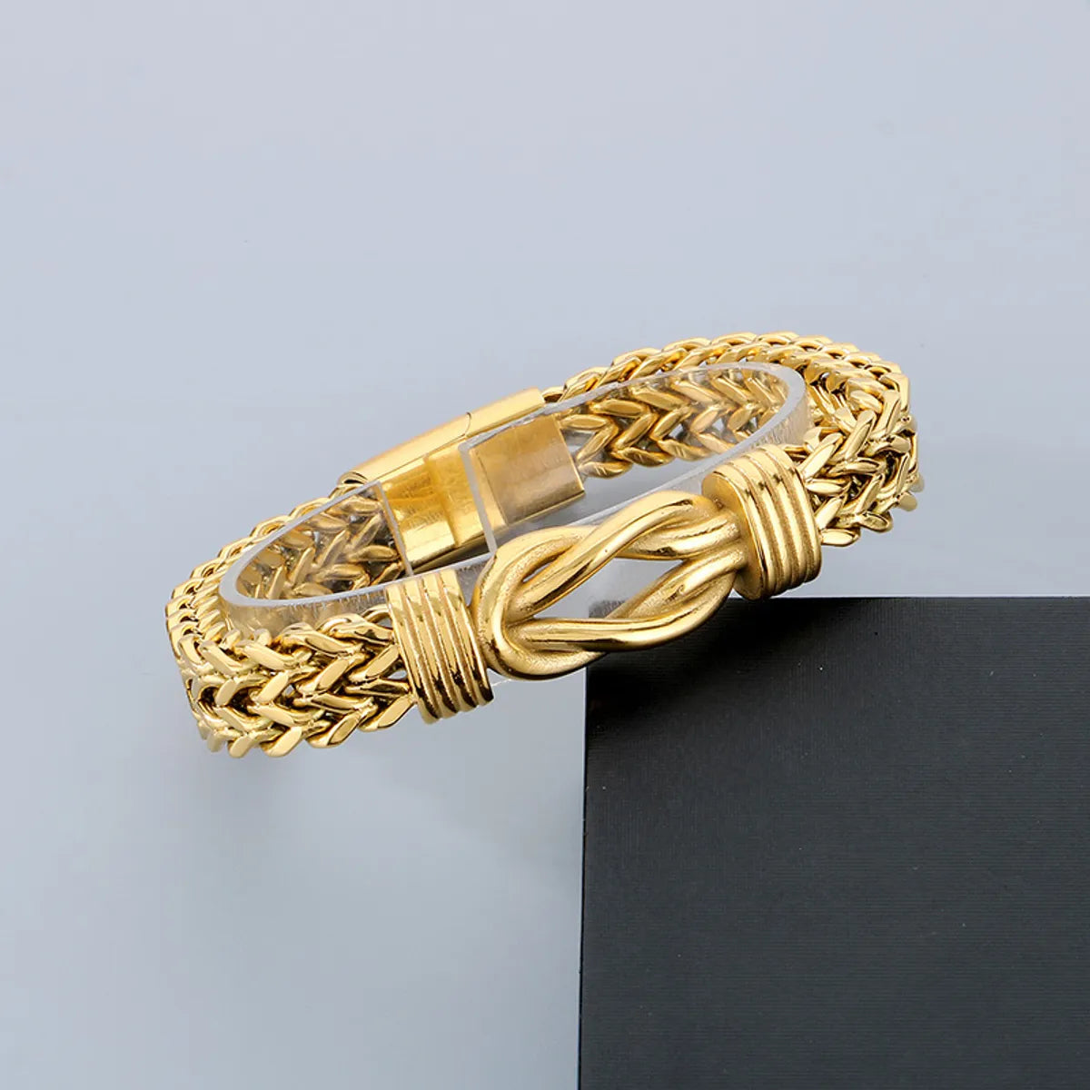 Hip-Hop Simple Style Knot 304 Stainless Steel 18K Gold Plated Men'S Bracelets