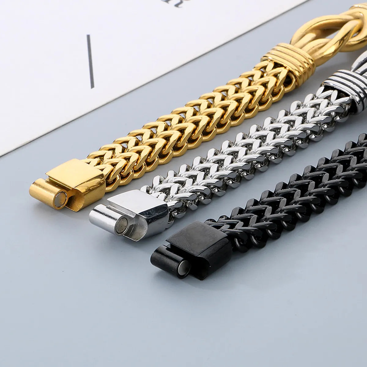 Hip-Hop Simple Style Knot 304 Stainless Steel 18K Gold Plated Men'S Bracelets