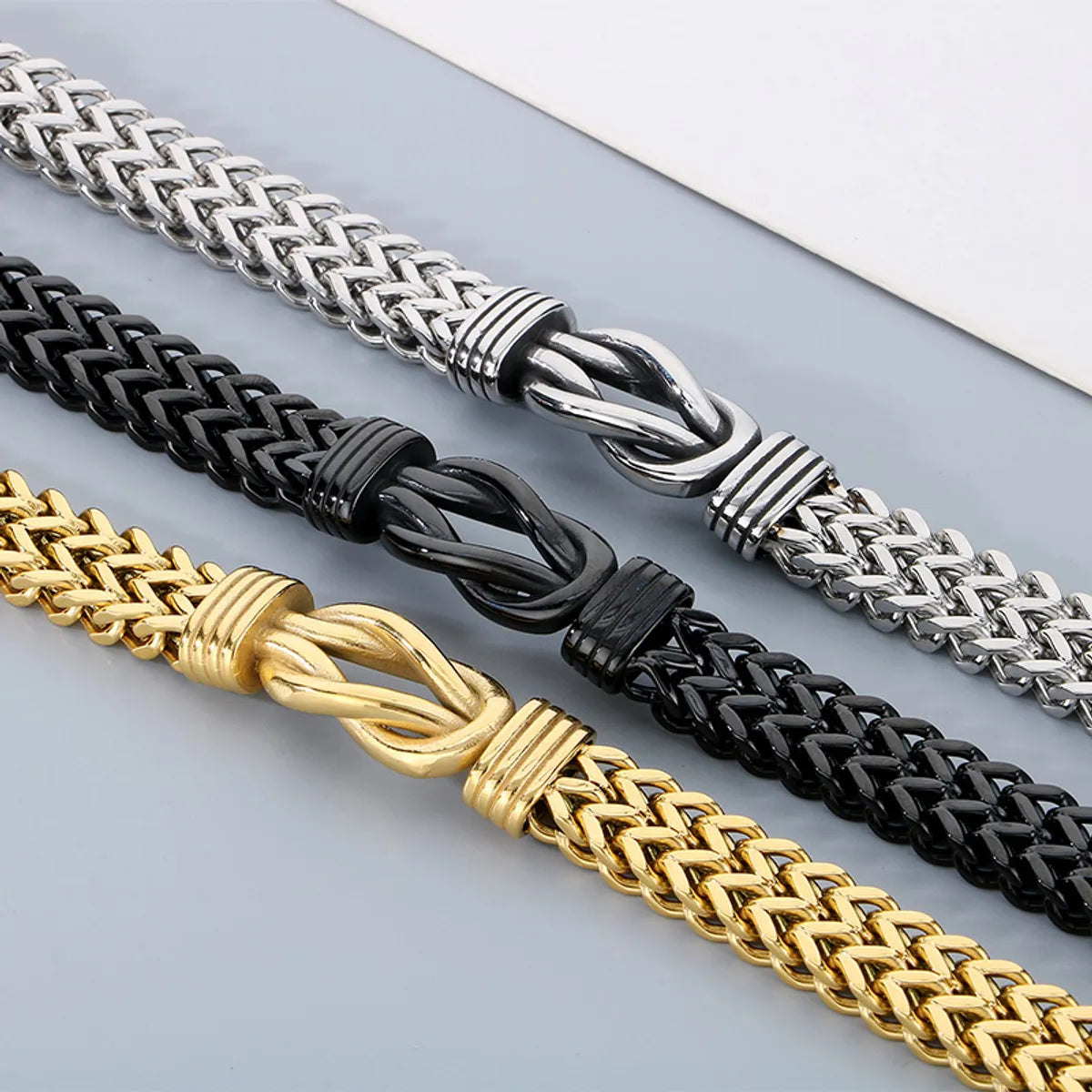 Hip-Hop Simple Style Knot 304 Stainless Steel 18K Gold Plated Men'S Bracelets