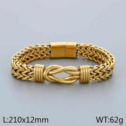 Hip-Hop Simple Style Knot 304 Stainless Steel 18K Gold Plated Men'S Bracelets