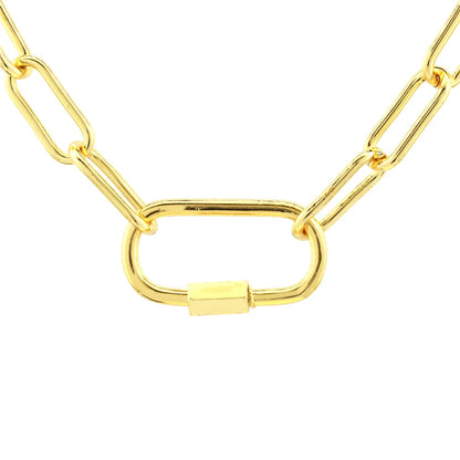 Hip-hop Simple Style Oval Copper Plating 18k Gold Plated Pendant Necklace