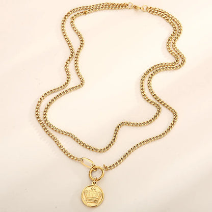 Hip-hop Simple Style Round Stainless Steel Plating 18k Gold Plated Layered Necklaces