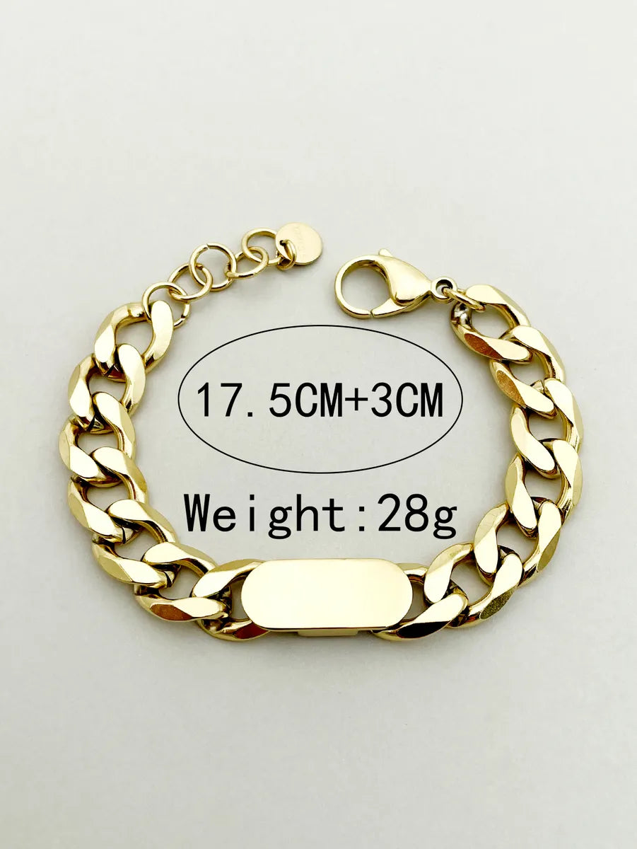 Hip-hop Simple Style Solid Color Stainless Steel Plating 14k Gold Plated Bracelets