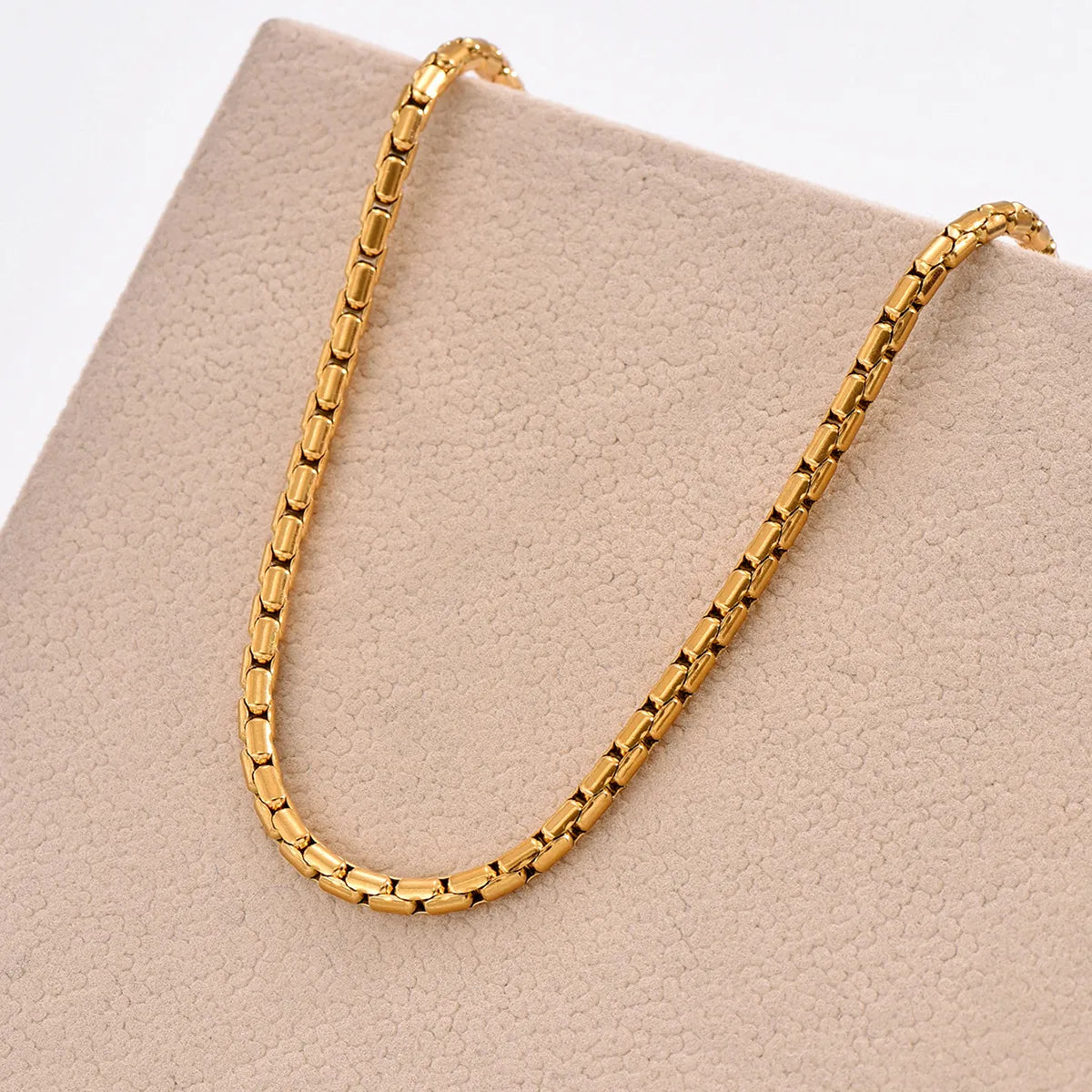 Hip-hop Simple Style Solid Color Stainless Steel Plating 14k Gold Plated Necklace