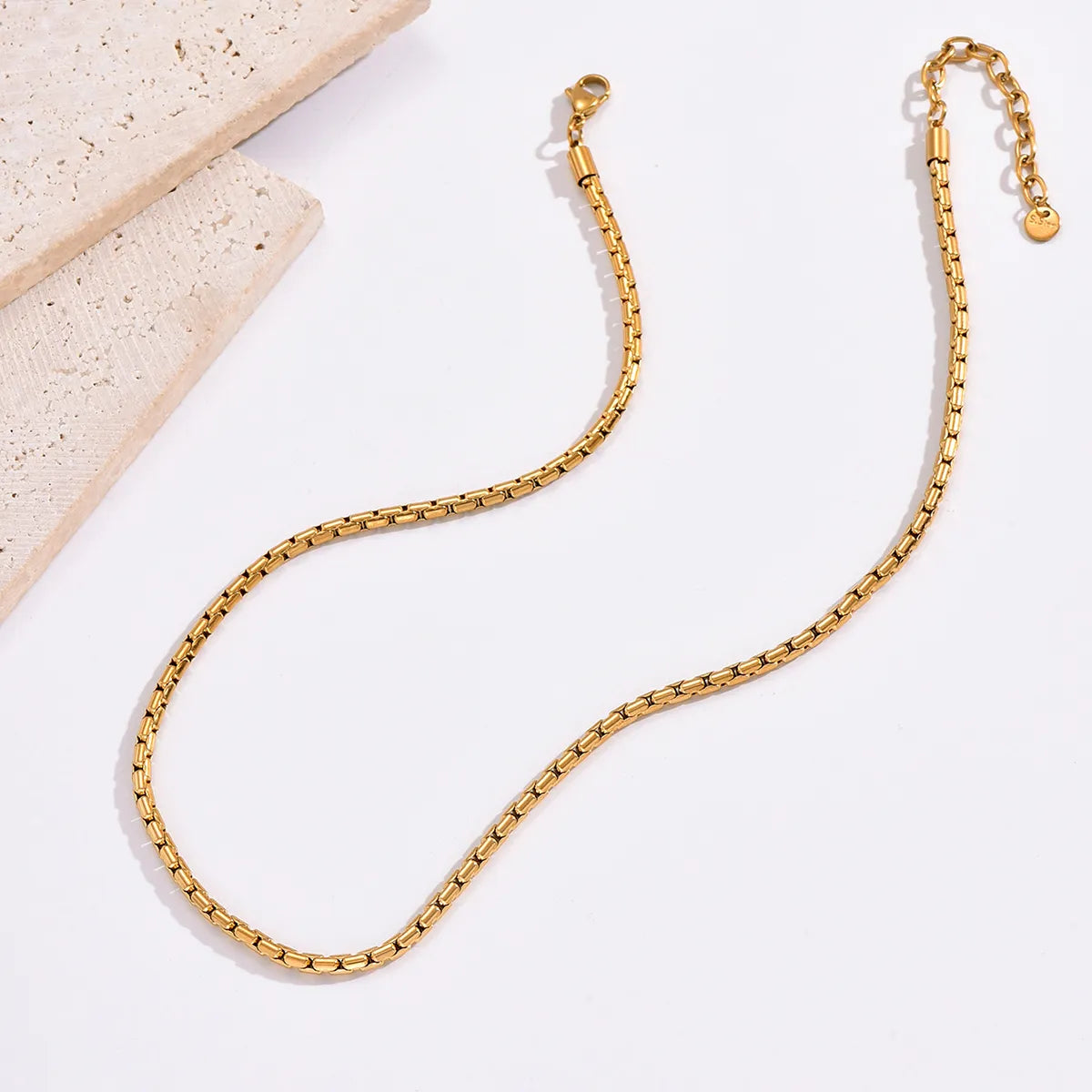 Hip-hop Simple Style Solid Color Stainless Steel Plating 14k Gold Plated Necklace