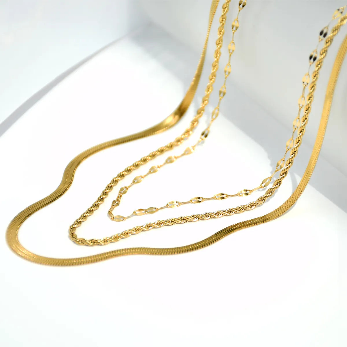 Stainless Steel Gold Plated Hip-Hop Simple Style Plating Solid Color Necklace