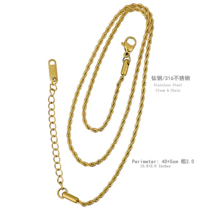 Stainless Steel Gold Plated Hip-Hop Simple Style Plating Solid Color Necklace