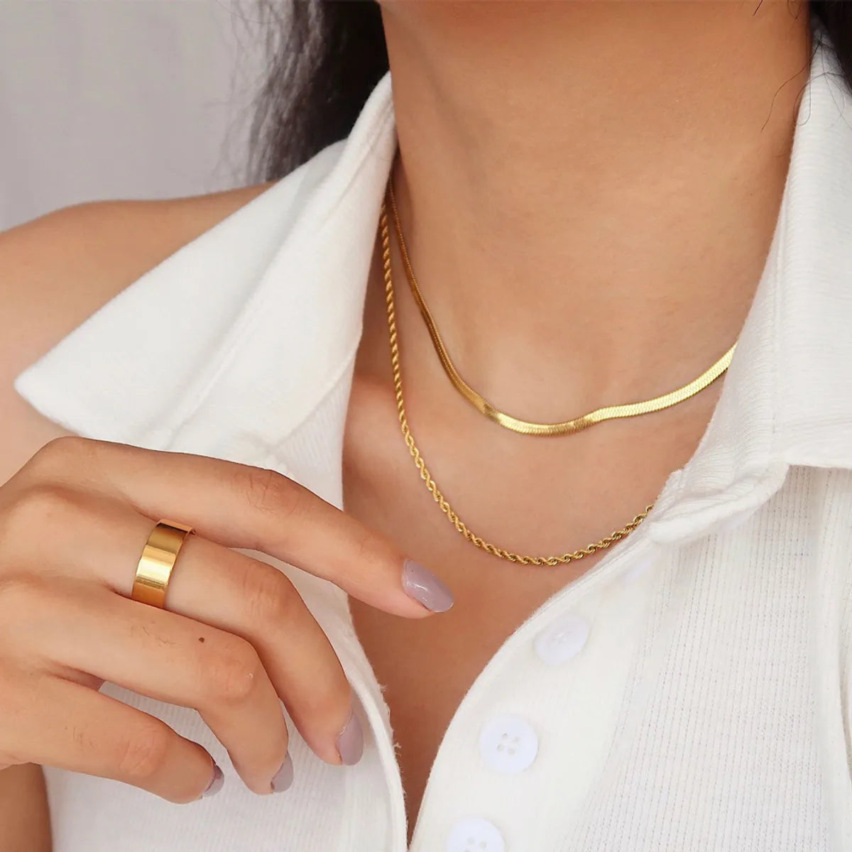 Stainless Steel Gold Plated Hip-Hop Simple Style Plating Solid Color Necklace